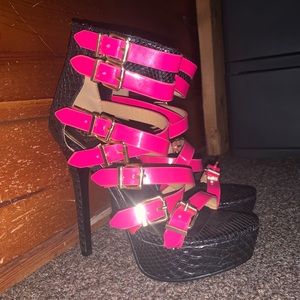 Faux Snakeskin High Heels